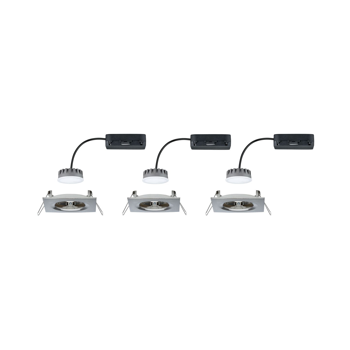 Paulmann Premium EBL Set Coin Slim dim eck starr LED 3x6,8W 2700K 230V 51mm Eisen g/Alu
