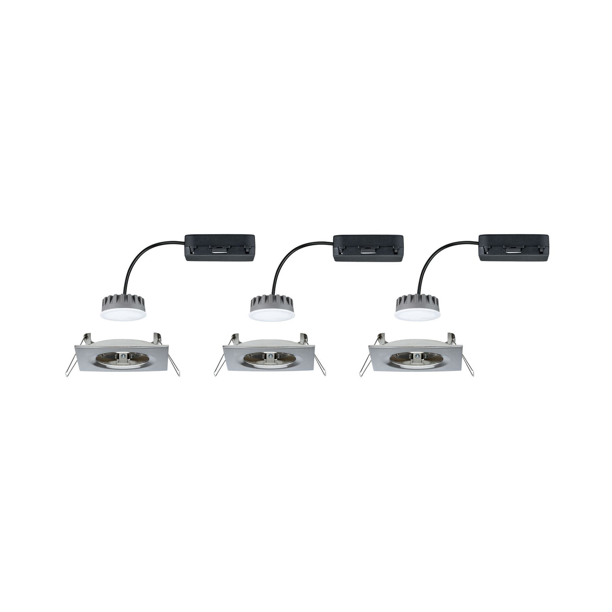 Paulmann Premium EBL Set Coin Slim dim eck starr LED 3x6,8W 2700K 230V 51mm Eisen g/Alu