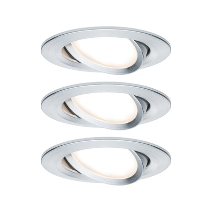 Paulmann Premium EBL Set Coin Slim rund schwb LED 3x6,8W 2700K 230V 51mm Alu ged./Alu