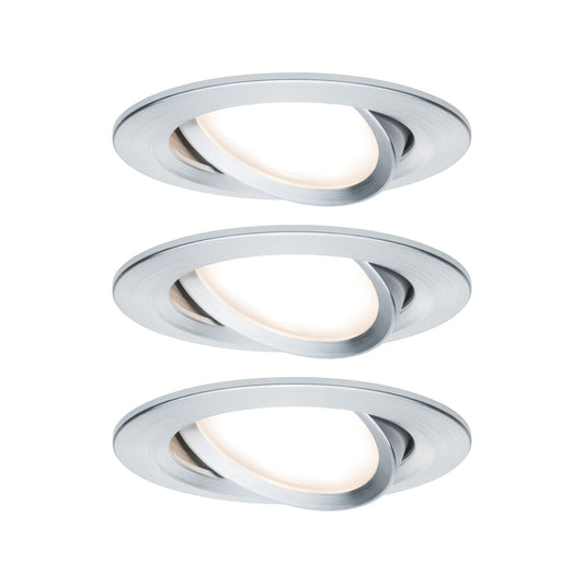 Paulmann Premium EBL Set Coin Slim rund schwb LED 3x6,8W 2700K 230V 51mm Alu ged./Alu