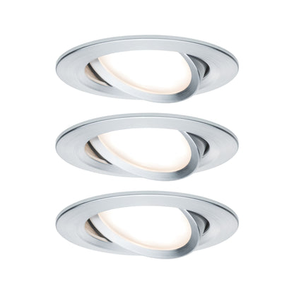 Paulmann EBL Set Nova Plus Coin dim rund schwb LED 3x6,8W 2700K 230V 51mm Alu ged./Alu