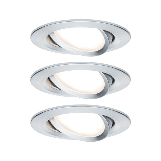 Paulmann EBL Set Nova Plus Coin dim rund schwb LED 3x6,8W 2700K 230V 51mm Alu ged./Alu