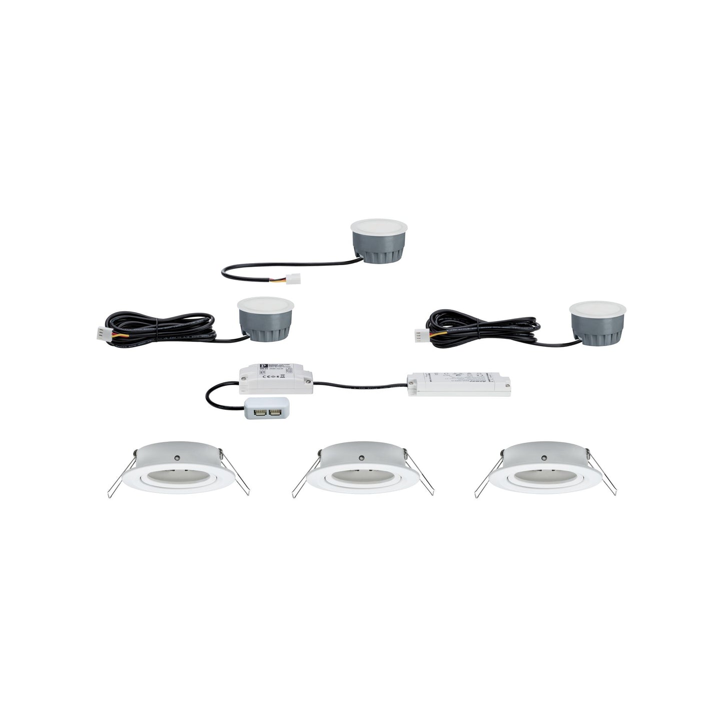 Paulmann EBL SmartCoin BLE Set WarmDim schwb LED 3x6W 2700K 230/24V 51mm Weiß matt/Alu