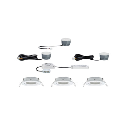 Paulmann EBL SmartCoin BLE Set WarmDim schwb LED 3x6W 2700K 230/24V 51mm Weiß matt/Alu