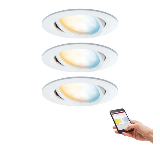 Paulmann EBL Set Nova Plus BLE TW schwb LED 3x 5,5W 2700-6500K 230/24V 51mm Weiß m/Al