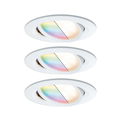 Paulmann EBL Set Nova Plus BLE RGBW schwb LED 3x 2W 230V/24V 51mm Weiß matt/Alu Zink