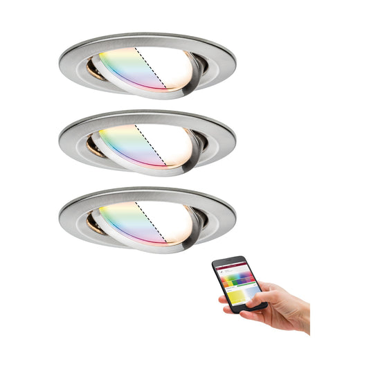 Paulmann EBL Set Nova Plus BLE  RGBW schwb LED 3x 2W 230V/24V 51mm Eisen geb/Alu Zink