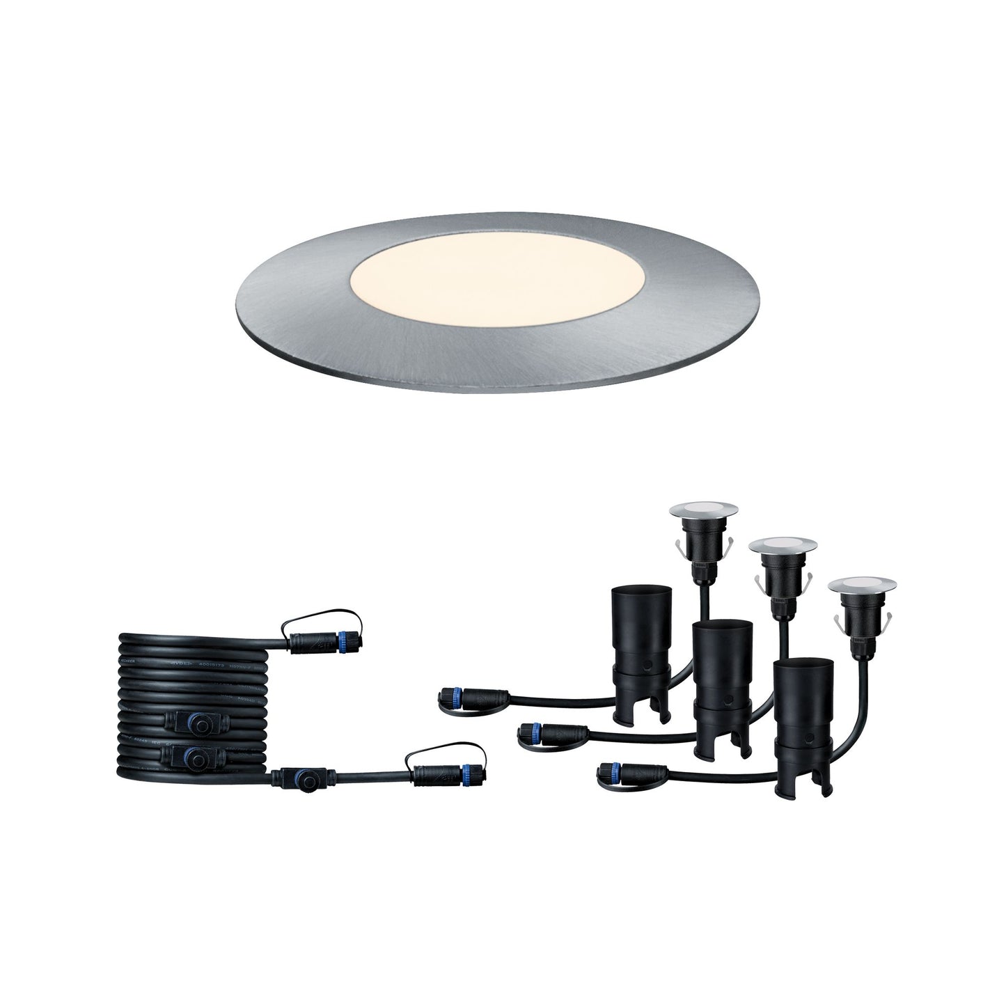Paulmann Outdoor Plug & Shine Floor Mini Erg. Set IP65 3000K 3x2,5W 24V 55mm Silber