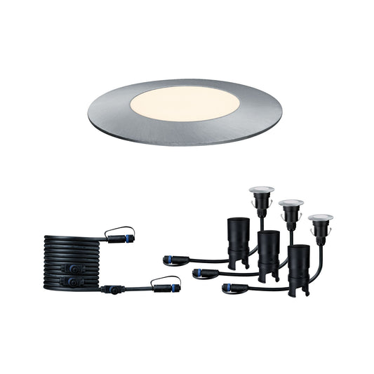 Paulmann Outdoor Plug & Shine Floor Mini Erg. Set IP65 3000K 3x2,5W 24V 55mm Silber