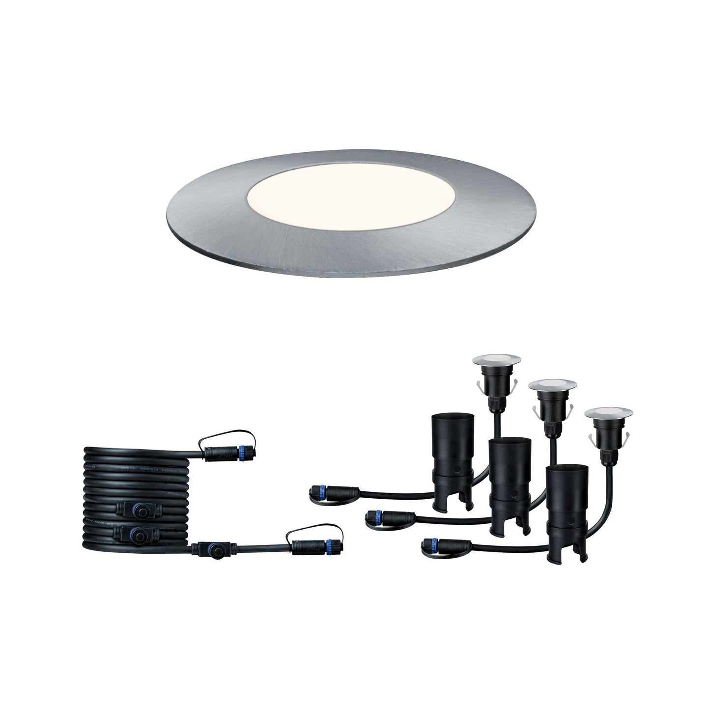 Paulmann Outdoor Plug & Shine Floor Mini Erg. Set IP65 4000K 3x2,5W 24V 55mm Silber