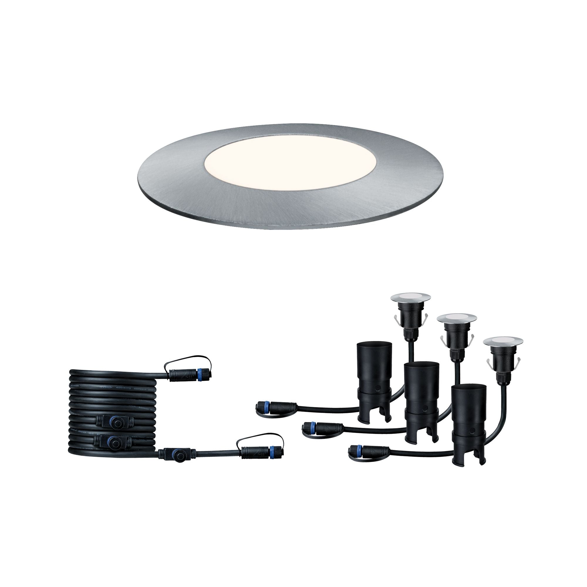 Paulmann Outdoor Plug & Shine Floor Mini Erg. Set IP65 4000K 3x2,5W 24V 55mm Silber