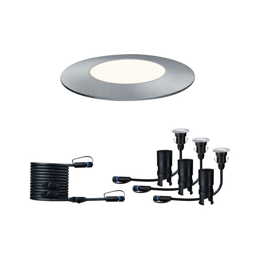 Paulmann Outdoor Plug & Shine Floor Mini Erg. Set IP65 4000K 3x2,5W 24V 55mm Silber