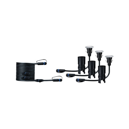 Paulmann Outdoor Plug & Shine Floor Mini Erg. Set IP65 4000K 3x2,5W 24V 55mm Silber