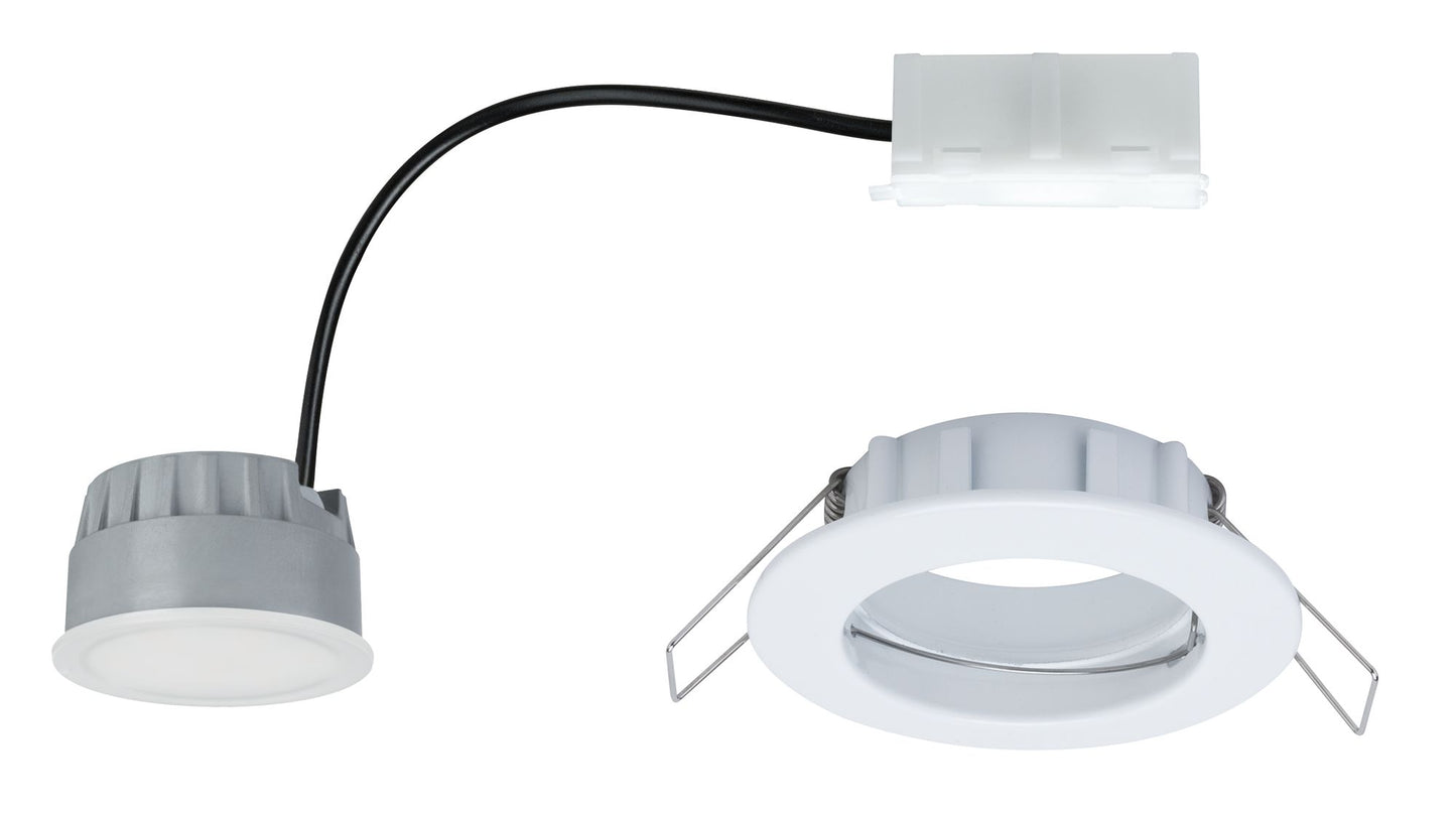 Paulmann EBL Set Coin dim sat rund starr LED 1x7W 2700K 230V 51mm Weiß m/Alu Zink