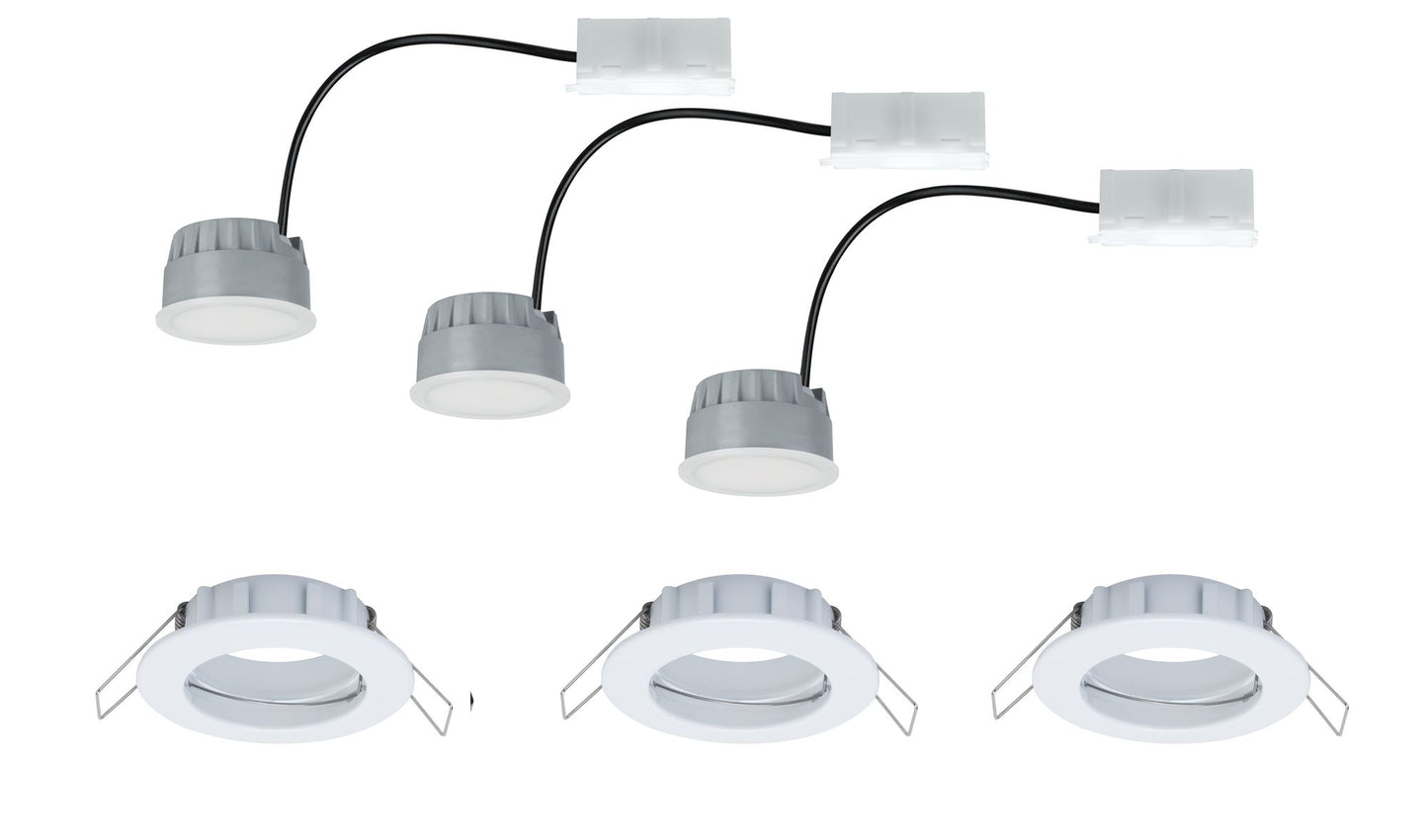 Paulmann EBL Set Coin dim sat rund starr LED 3x7W 2700K 230V 51mm Weiß m/Alu Zink