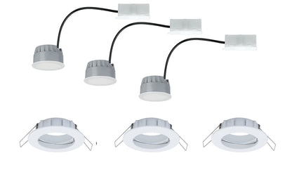 Paulmann EBL Set Coin dim sat rund starr LED 3x7W 2700K 230V 51mm Weiß m/Alu Zink