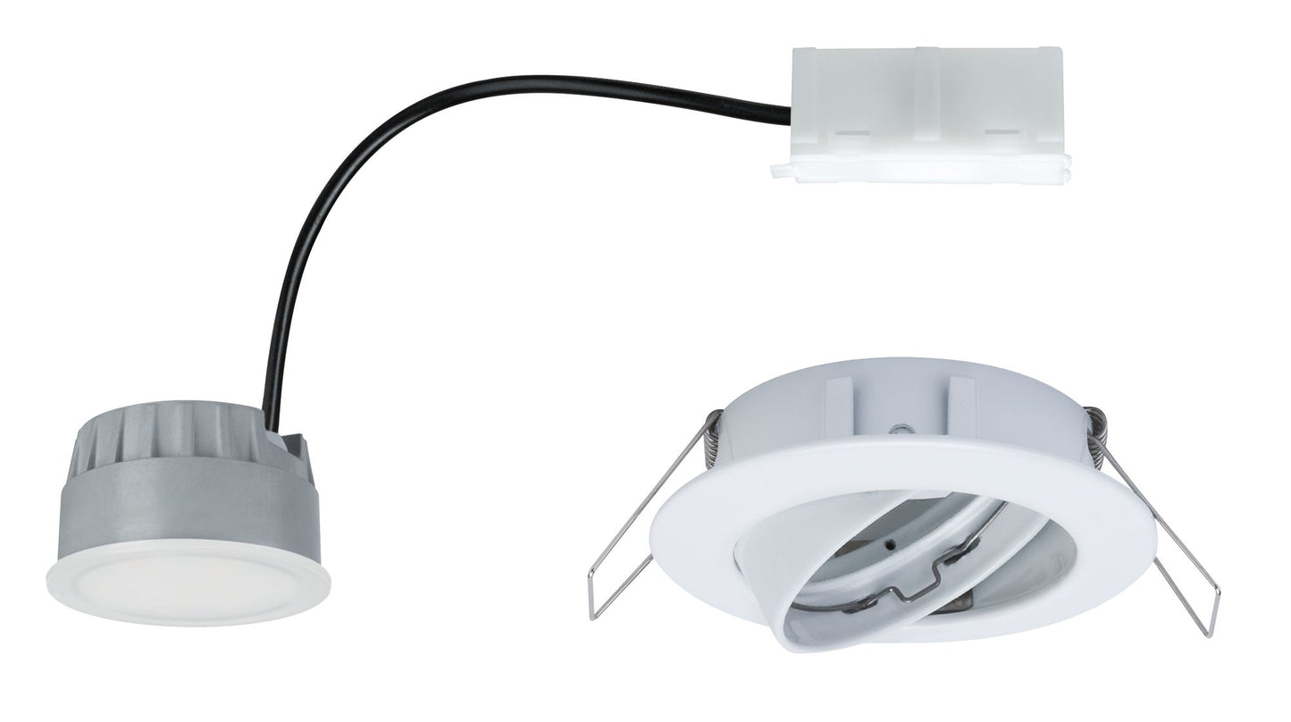 Paulmann EBL Set Coin dim sat rund schwb LED 1x7W 2700K 230V 51mm Weiß m/Alu Zink