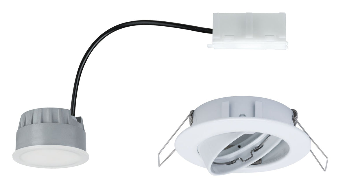 Paulmann EBL Set Coin dim sat rund schwb LED 1x7W 2700K 230V 51mm Weiß m/Alu Zink