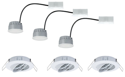 Paulmann EBL Set Coin dim sat rund schwb LED 3x7W 2700K 230V 51mm Weiß m/Alu Zink