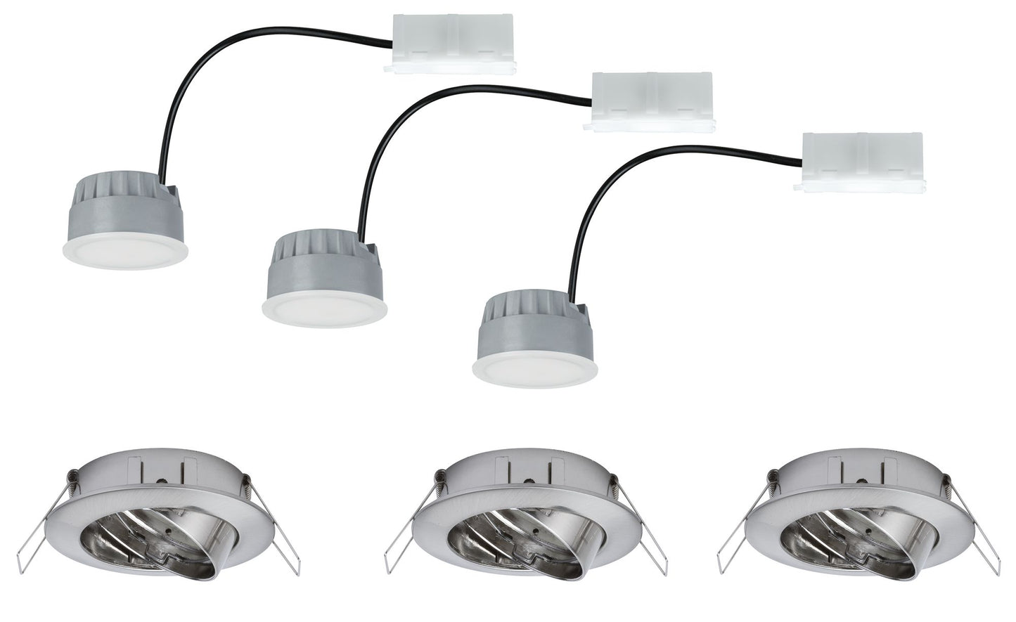 Paulmann EBL Set Coin dim sat rund schwb LED 3x7W 2700K 230V 51mm Eisen geb/Alu Zink