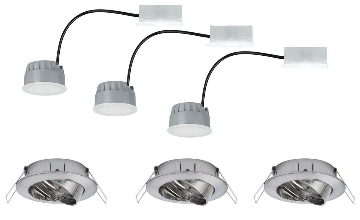 Paulmann EBL Set Coin dim sat rund schwb LED 3x7W 2700K 230V 51mm Eisen geb/Alu Zink