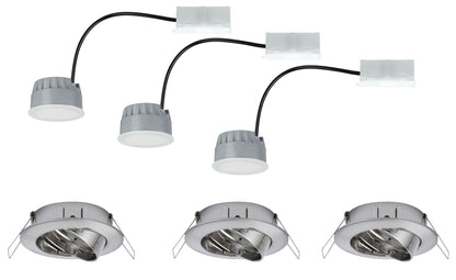 Paulmann EBL Set Coin dim sat rund schwb LED 3x7W 2700K 230V 51mm Eisen geb/Alu Zink