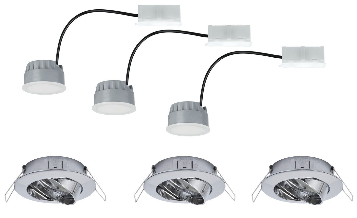Paulmann EBL Set Coin dim sat rund schwb LED 3x7W 2700K 230V 51mm Chrom/Alu Zink