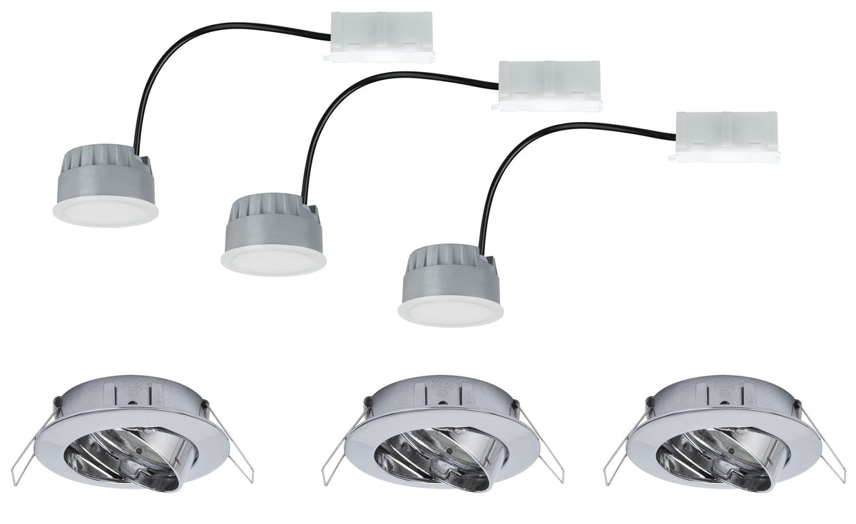 Paulmann EBL Set Coin dim sat rund schwb LED 3x7W 2700K 230V 51mm Chrom/Alu Zink