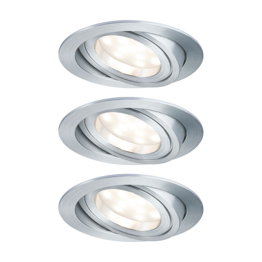 Paulmann EBL Set Coin dim sat rund schwb LED 3x7W 2700K 230V 51mm Alu ged/Alu Zink