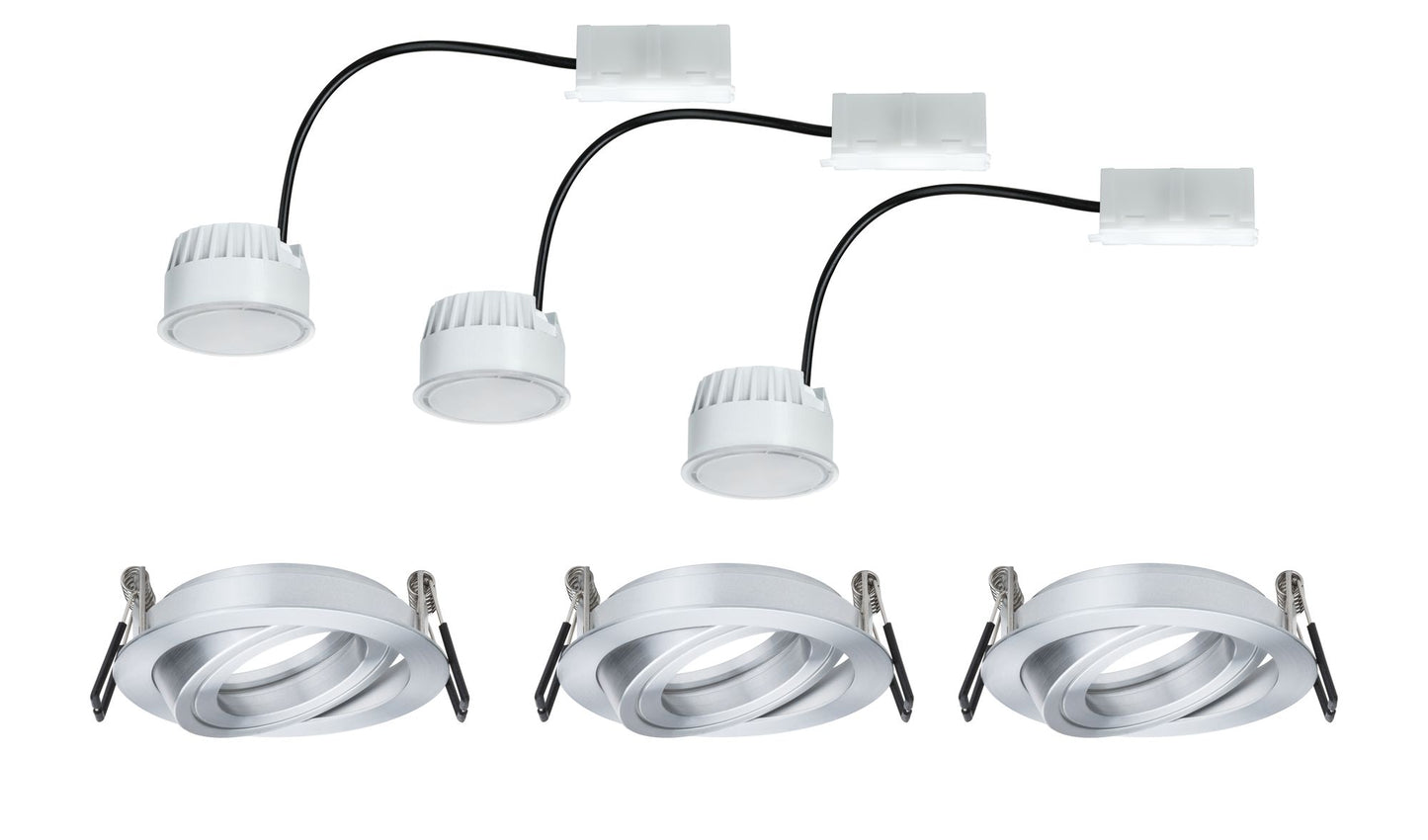 Paulmann EBL Set Coin dim sat rund schwb LED 3x7W 2700K 230V 51mm Alu ged/Alu Zink