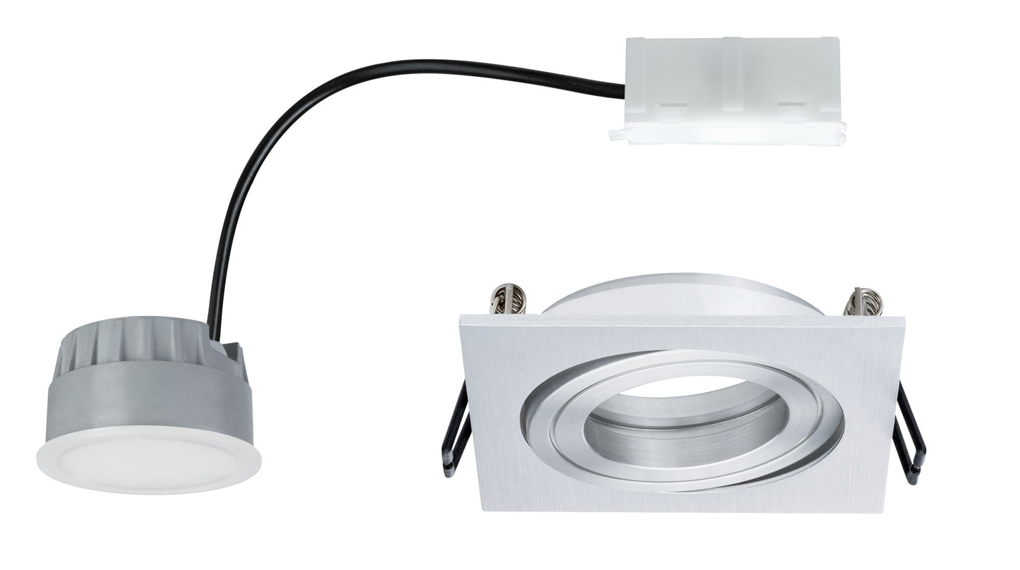 Paulmann EBL Set Coin dim sat eckig schwb LED 1x7W 2700K 230V 51mm Alu ged/Alu Zink