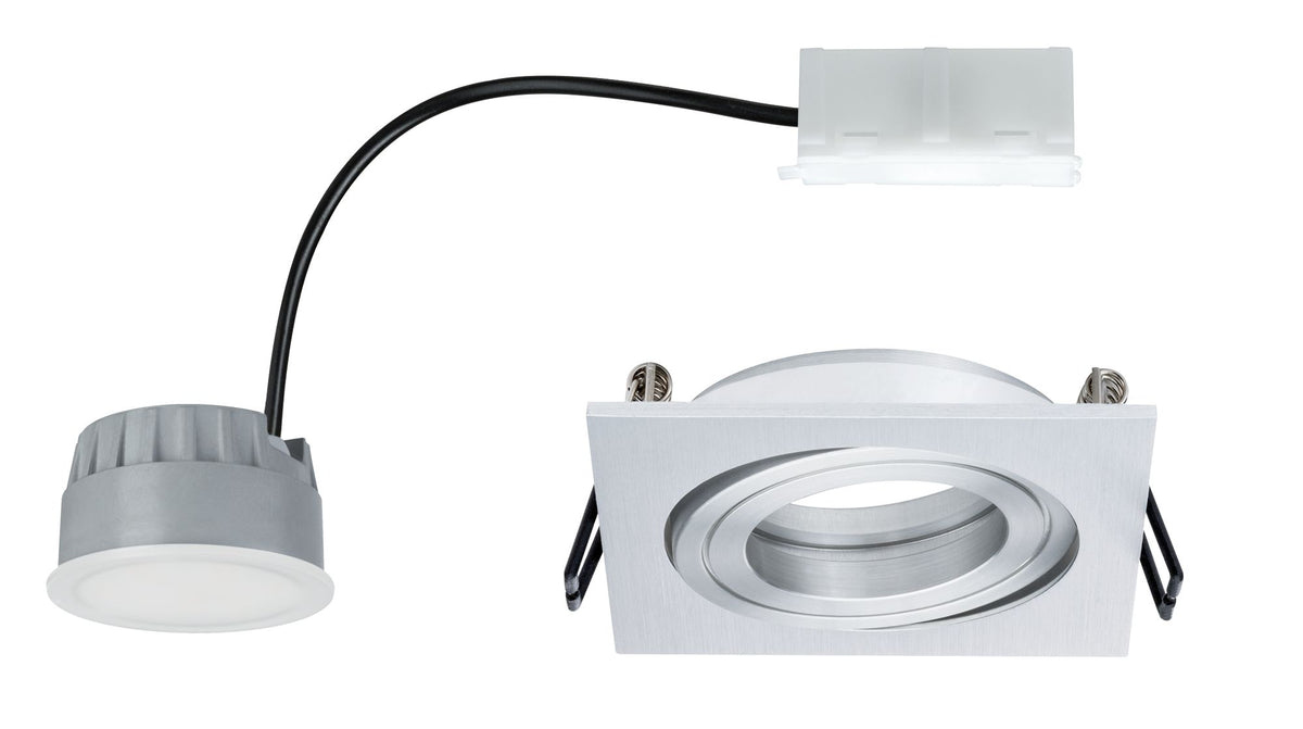 Paulmann EBL Set Coin dim sat eckig schwb LED 1x7W 2700K 230V 51mm Alu ged/Alu Zink