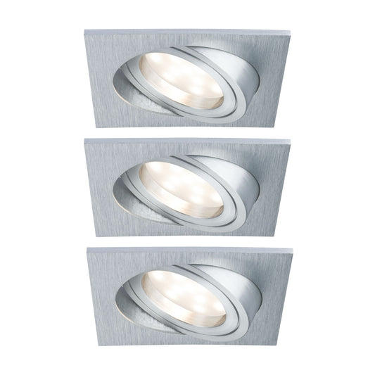Paulmann EBL Set Coin dim sat eckig schwb LED 3x7W 2700K 230V 51mm Alu ged/Alu Zink