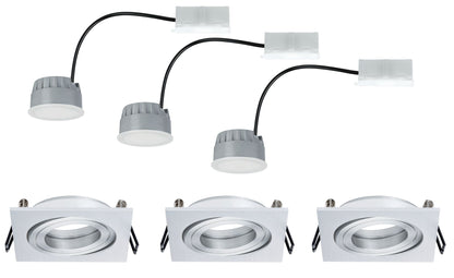 Paulmann EBL Set Coin dim sat eckig schwb LED 3x7W 2700K 230V 51mm Alu ged/Alu Zink