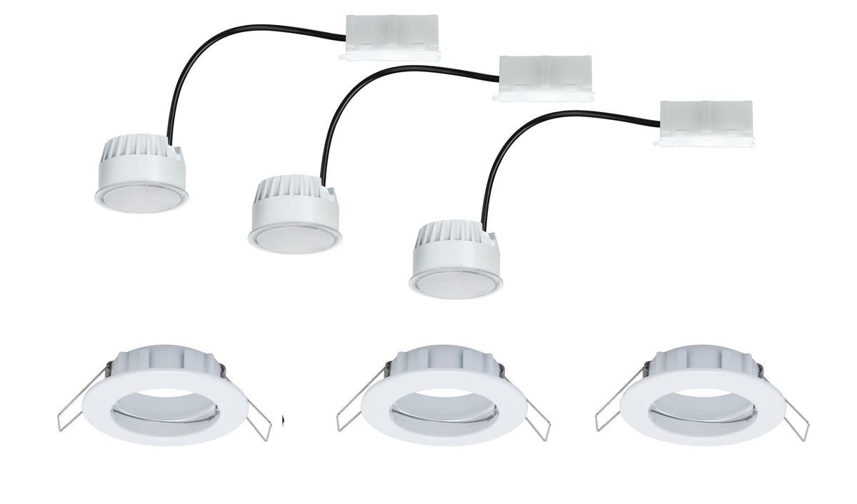 Paulmann EBL Set Coin sat rund starr LED 3x6,8W 2700K 230V 51mm Weiß m / Alu Zink