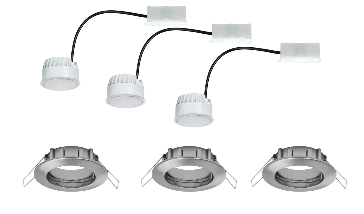 Paulmann EBL Set Coin sat rund starr LED 3x6,8W 2700K 230V 51mm Eisen geb/Alu Zink