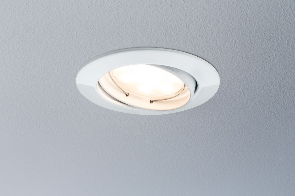 Paulmann EBL Set Coin sat rund schwb LED 1x6,8W 2700K 230V 51mm Weiß m/Alu Zink