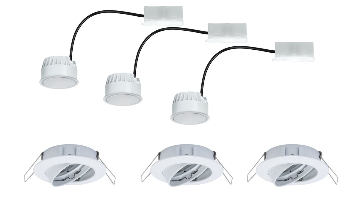 Paulmann EBL Set Coin sat rund schwb LED 3x6,8W 2700K 230V 51mm Weiß m/Alu Zink