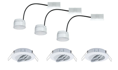 Paulmann EBL Set Coin sat rund schwb LED 3x6,8W 2700K 230V 51mm Weiß m/Alu Zink