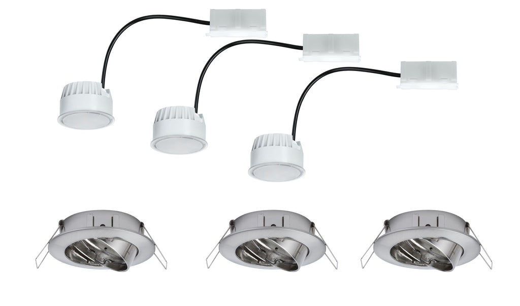 Paulmann EBL Set Coin sat rund schwb LED 3x6,8W 2700K 230V 51mm Eisen geb/Alu Zink