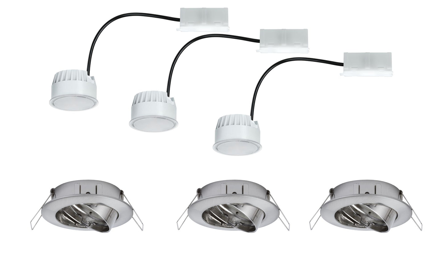 Paulmann EBL Set Coin sat rund schwb LED 3x6,8W 2700K 230V 51mm Eisen geb/Alu Zink