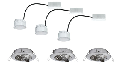 Paulmann EBL Set Coin sat rund schwb LED 3x6,8W 2700K 230V 51mm Eisen geb/Alu Zink