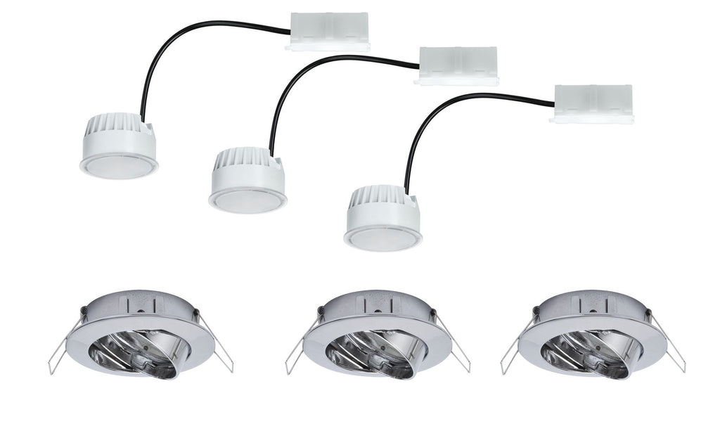 Paulmann EBL Set Coin sat rund schwb LED 3x6,8W 2700K 230V 51mm Chrom/Alu Zink