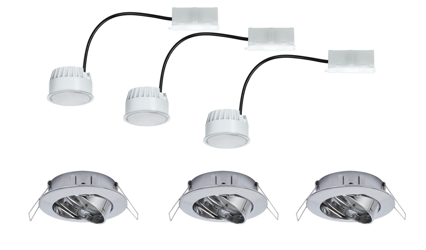 Paulmann EBL Set Coin sat rund schwb LED 3x6,8W 2700K 230V 51mm Chrom/Alu Zink