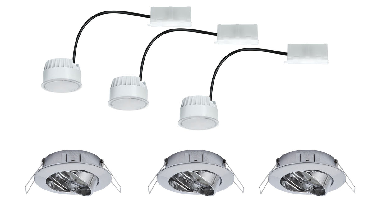 Paulmann EBL Set Coin sat rund schwb LED 3x6,8W 2700K 230V 51mm Chrom/Alu Zink