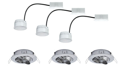 Paulmann EBL Set Coin sat rund schwb LED 3x6,8W 2700K 230V 51mm Chrom/Alu Zink