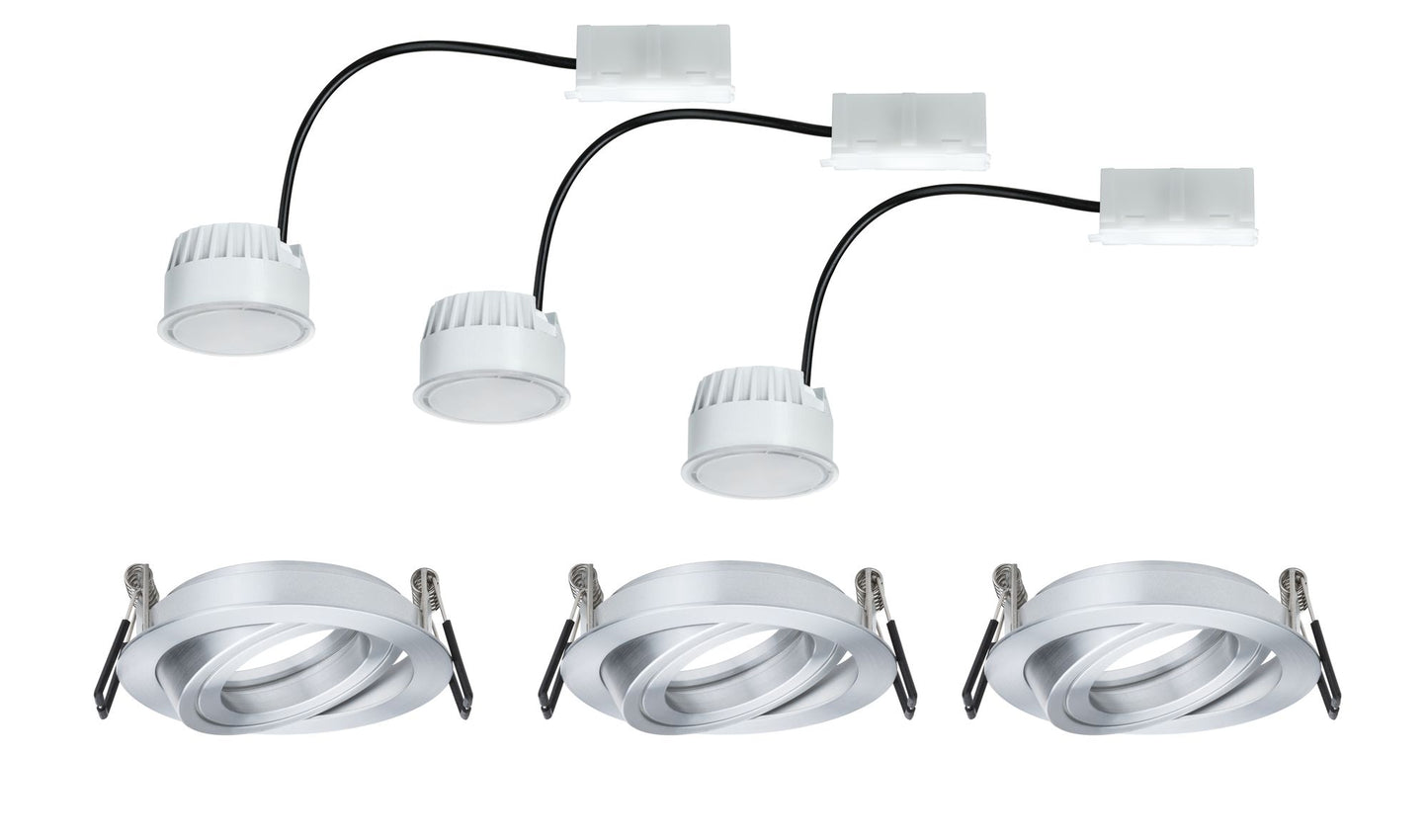 Paulmann EBL Set Coin sat rund schwb LED 3x6,8W 2700K 230V 51mm Alu ged/Alu Zink