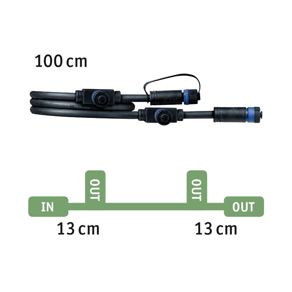 Paulmann Outdoor Plug & Shine Cable IP68 1m 1in-3out 2x1,5qmm Schwarz Kunststoff
