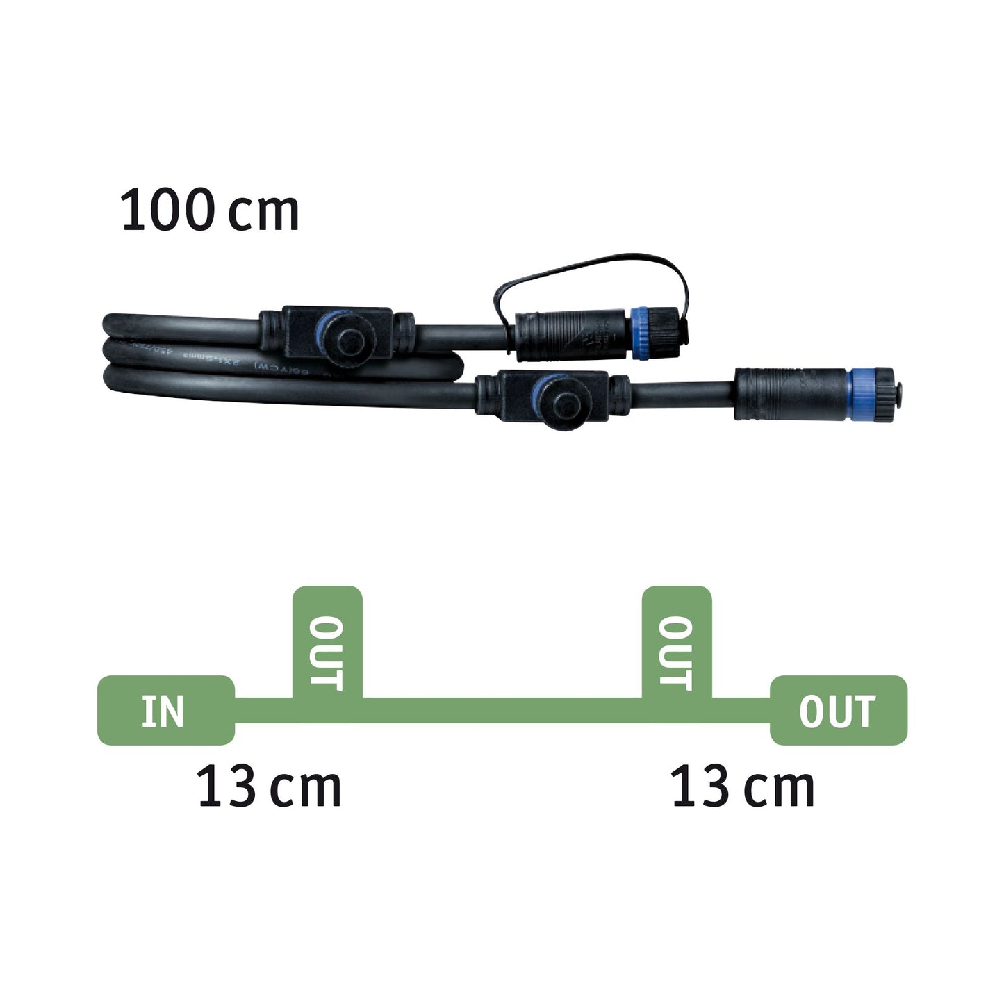 Paulmann Outdoor Plug & Shine Cable IP68 1m 1in-3out 2x1,5qmm Schwarz Kunststoff