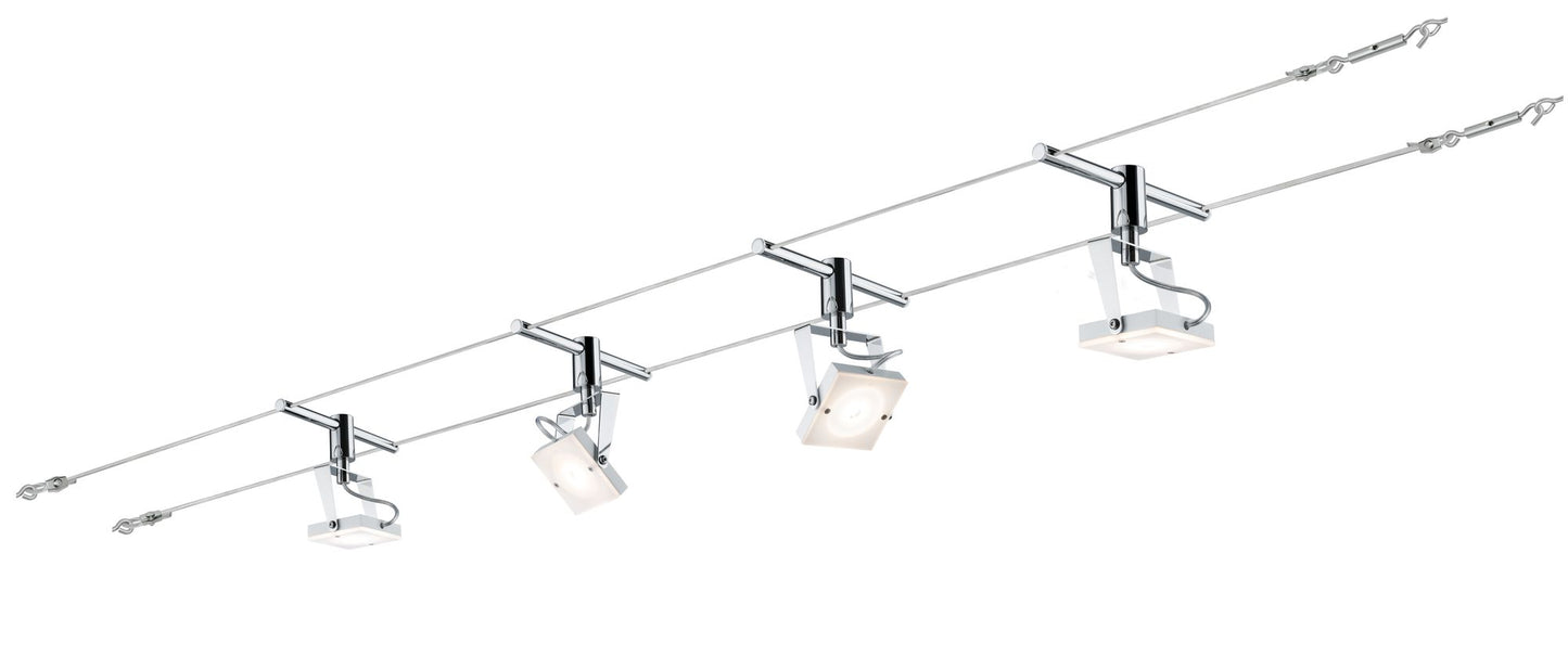 Paulmann Wire System Meta 4x5W Weiß/Chrom 230/12V 30VA Metall/Glas
